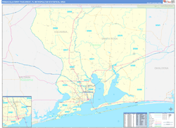 Pensacola-Ferry Pass-Brent Metro Area Wall Map Basic Style 2026